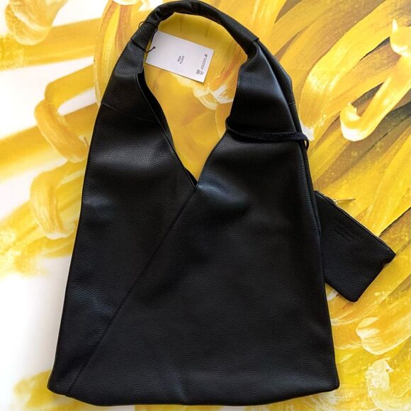 New✨ Italian Genuine Leather Large Slouchy Triangle Hobo Bag - Picture 4 of 10